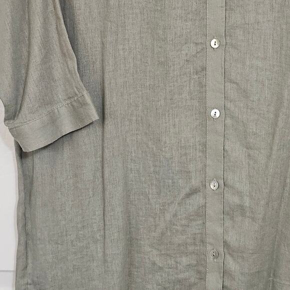 Tahari NWT Women's Linen Tunic Top Blouse Shirtdress Small Green Summer Natural - Picture 4 of 9